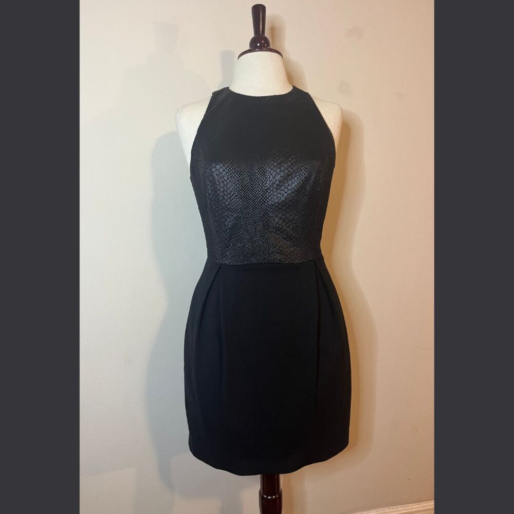 Armani Exchange Black Sleeveless Snakeskin Bodycon Dress